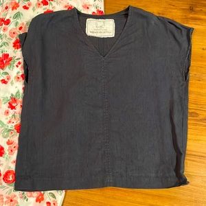 Not Perfect Linen V-neck Top S/M